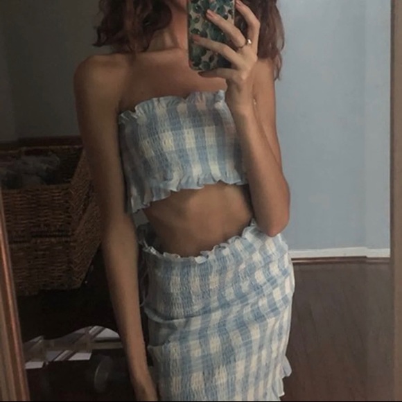 NEW & Unique XS - Small Baby Blue Gingham Set ✨ - Picture 3 of 4